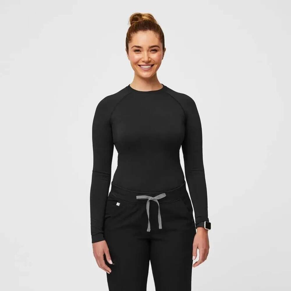 Figs Salta Seamless Longsleeve Underscrub in Black Size XS